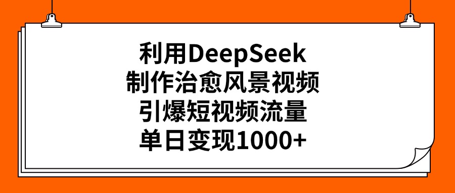 利用DeepSeek制作治愈风景视频，引爆短视频流量，单日变现1000+-辰阳网创