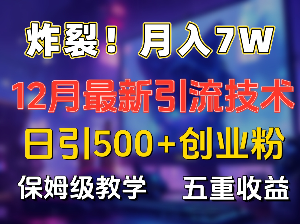 炸裂！月入7W+揭秘12月最新日引流500+精准创业粉，多重收益保姆级教学-辰阳网创