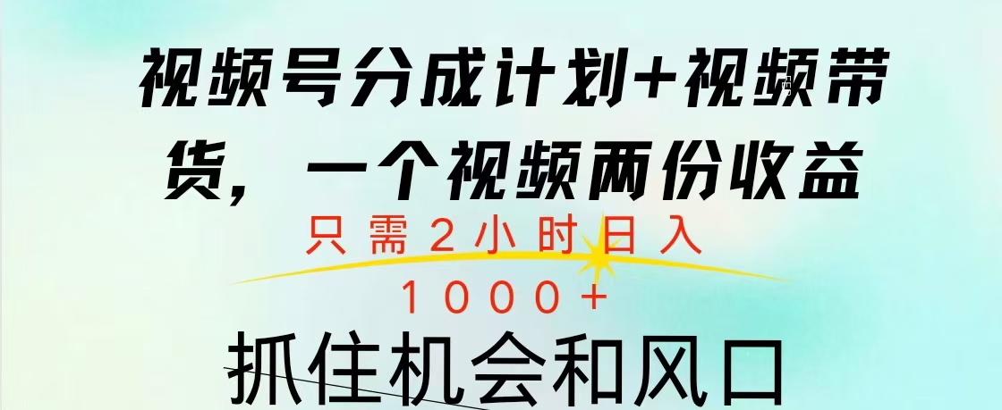 视频号橱窗带货， 10分钟一个视频， 2份收益，日入1000+-辰阳网创