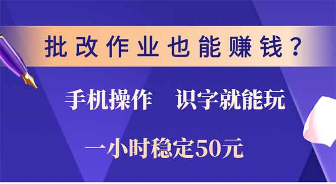 批改作业也能赚钱？0门槛手机项目，识字就能玩！一小时稳定50元！-辰阳网创