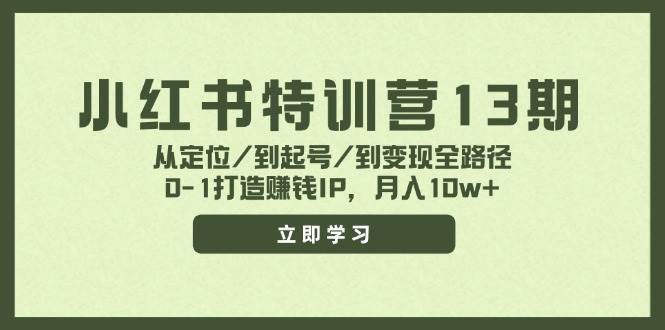 小红书特训营13期，从定位/到起号/到变现全路径，0-1打造赚钱IP，月入10w+-辰阳网创