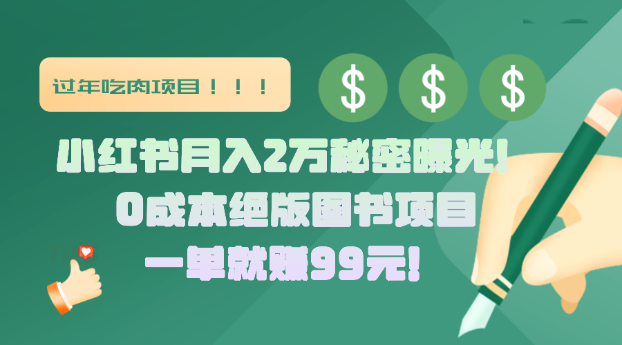 小红书月入2万秘密曝光！绝版图书项目，一单就赚99元！-辰阳网创