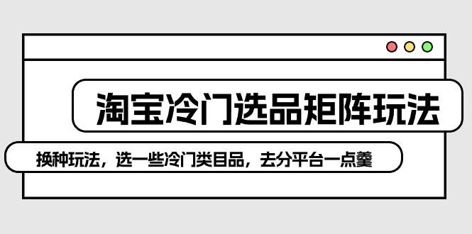 淘宝冷门选品矩阵玩法：换种玩法，选一些冷门类目品，去分平台一点羹-辰阳网创