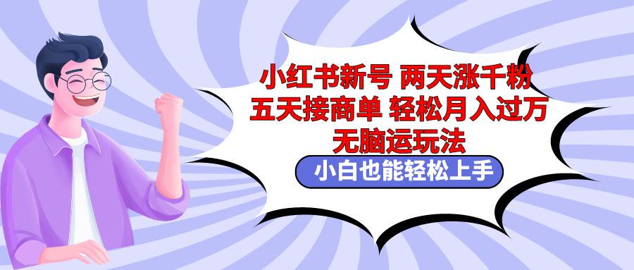 小红书新号两天涨千粉五天接商单轻松月入过万 无脑搬运玩法 小白也能轻…-辰阳网创