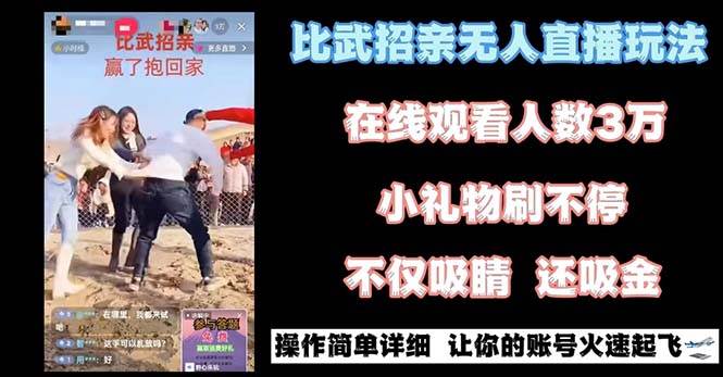 最近很火的无人直播“比武招亲”的一个玩法项目简单-辰阳网创