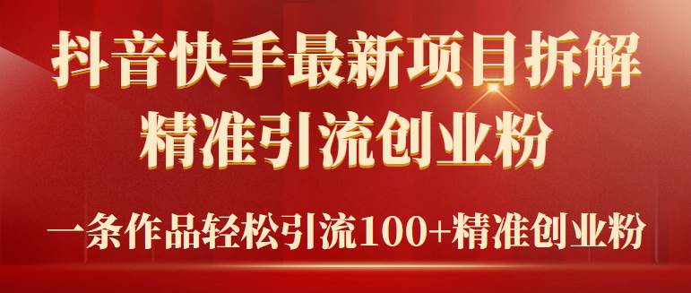 2024年抖音快手最新项目拆解视频引流创业粉，一天轻松引流精准创业粉100+-辰阳网创