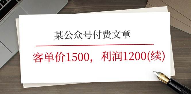 某公众号付费文章《客单价1500，利润1200(续)》市场几乎可以说是空白的-辰阳网创