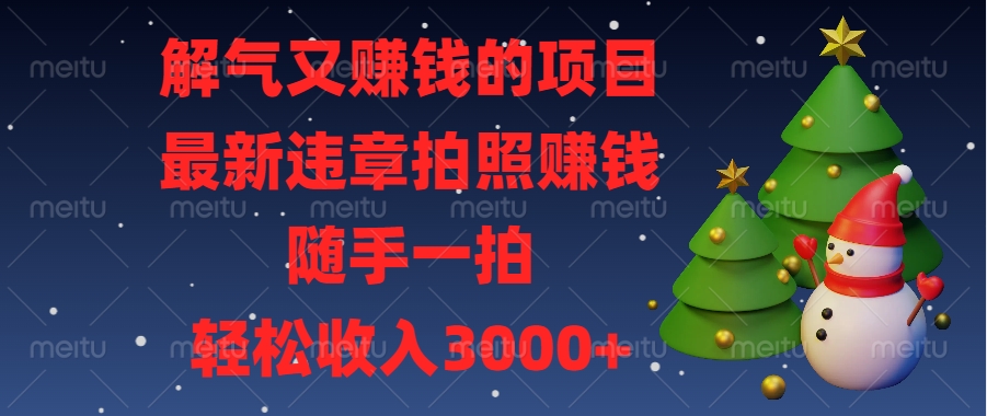 最新违章拍照赚钱，随手一拍，解气又赚钱的项目，轻松收入3000+-辰阳网创