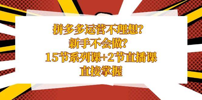 拼多多运营不理想？新手不会做？15节系列课+2节直播课，直接掌握-辰阳网创