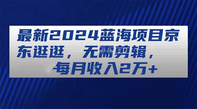 最新2024蓝海项目京东逛逛，无需剪辑，每月收入2万+-辰阳网创