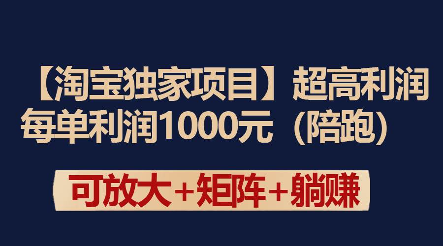 【淘宝独家项目】超高利润：每单利润1000元-辰阳网创