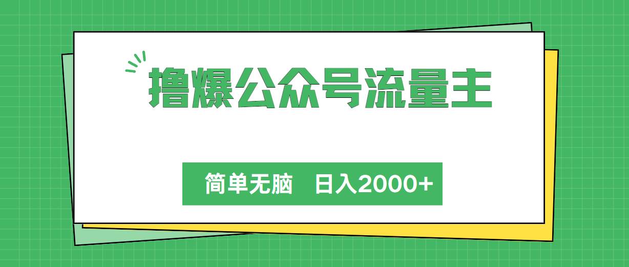 撸爆公众号流量主，简单无脑，单日变现2000+-辰阳网创