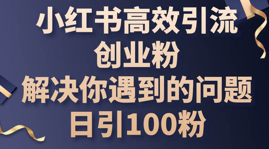 小红书高效引流创业粉，解决你遇到的问题，日引100粉-辰阳网创