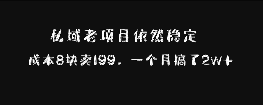 私域老项目依然稳定，成本8块卖199，一个月搞了2W+-辰阳网创