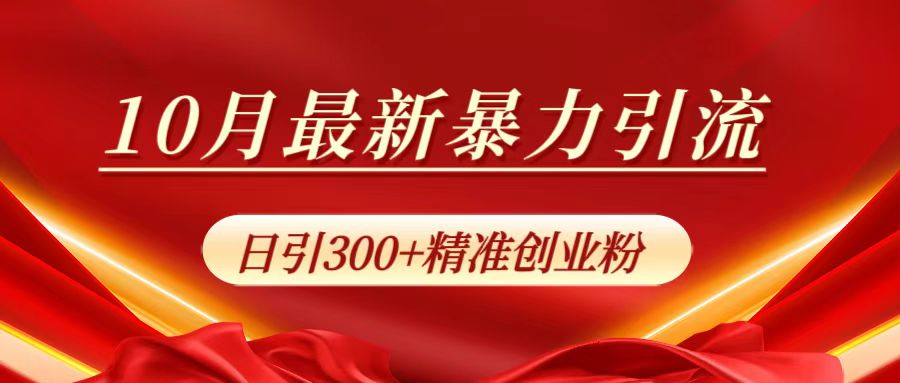 10月最新暴力引流，日引300+精准创业粉-辰阳网创