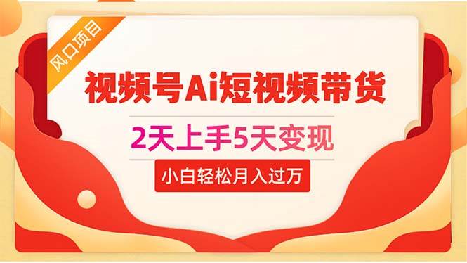 2天上手5天变现视频号Ai短视频带货0粉丝0基础小白轻松月入过万-辰阳网创