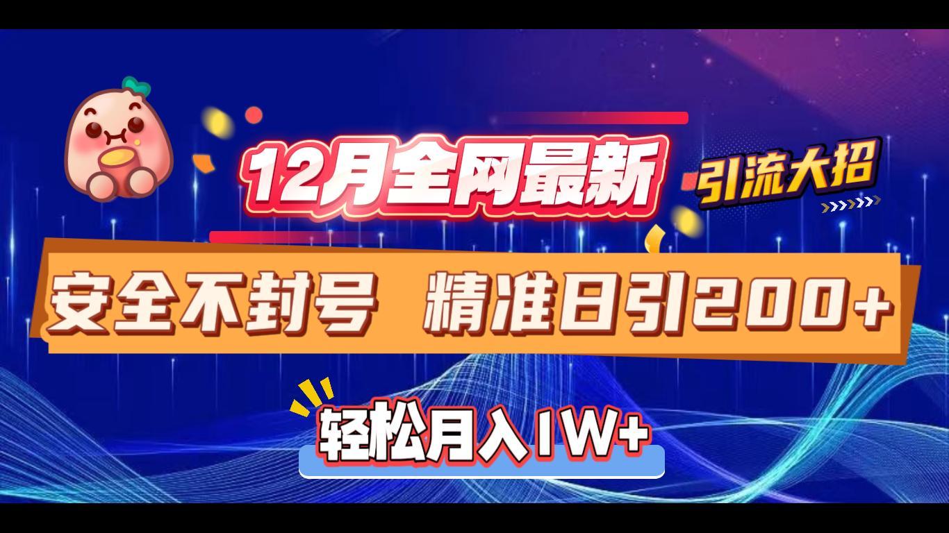 12月全网最新引流大招 安全不封号 日引精准粉200+-辰阳网创