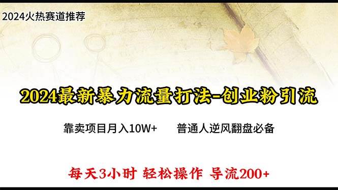 2024年最新暴力流量打法，每日导入300+，靠卖项目月入10W+-辰阳网创