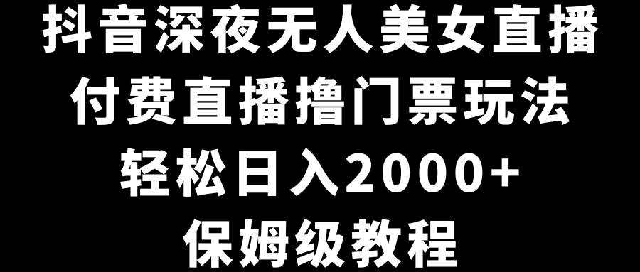 抖音深夜无人美女直播，付费直播撸门票玩法，轻松日入2000+，保姆级教程-辰阳网创