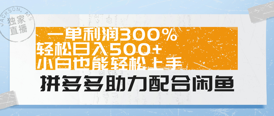 拼多多助力配合闲鱼 一单利润300% 轻松日入500+ 小白也能轻松上手！-辰阳网创