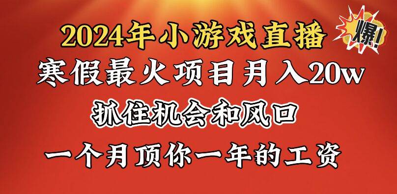 2024年寒假爆火项目，小游戏直播月入20w+，学会了之后你将翻身-辰阳网创