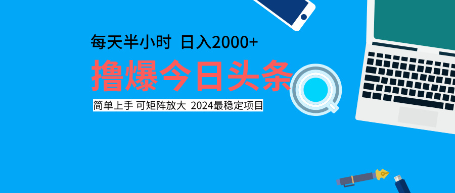 撸爆今日头条，每天半小时，简单上手，日入2000+-辰阳网创