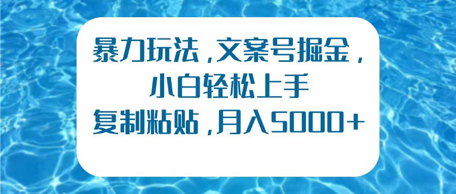 暴力玩法，文案号掘金，小白轻松上手，复制粘贴，月入5000+-辰阳网创