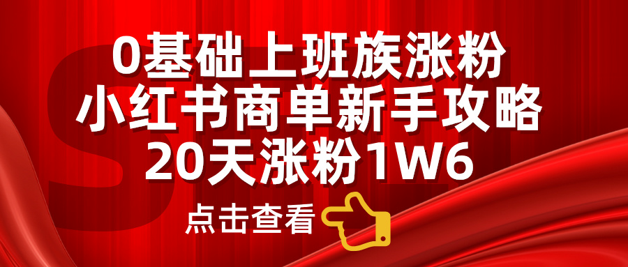 0基础上班族涨粉，小红书商单新手攻略，20天涨粉1.6w-辰阳网创