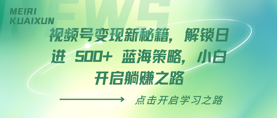 视频号变现新秘籍，解锁日进 500+ 蓝海策略，小白开启躺赚之路-辰阳网创