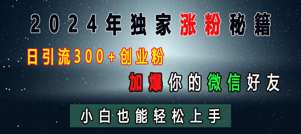 2024年独家涨粉秘籍，日引流300+创业粉，加爆你的微信好友，小白也能轻松上手-辰阳网创