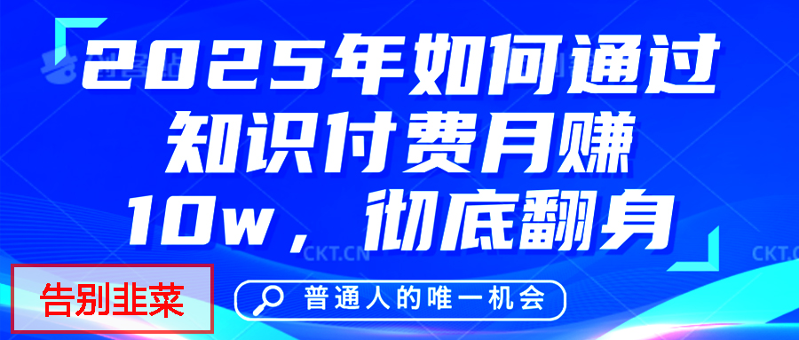 给自己一个机会，2025年翻身项目，知识付费，网创项目的天花板，没有之一！-辰阳网创