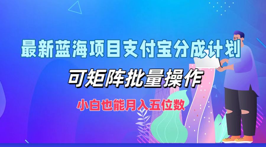 最新蓝海项目支付宝分成计划，小白也能月入五位数，可矩阵批量操作-辰阳网创