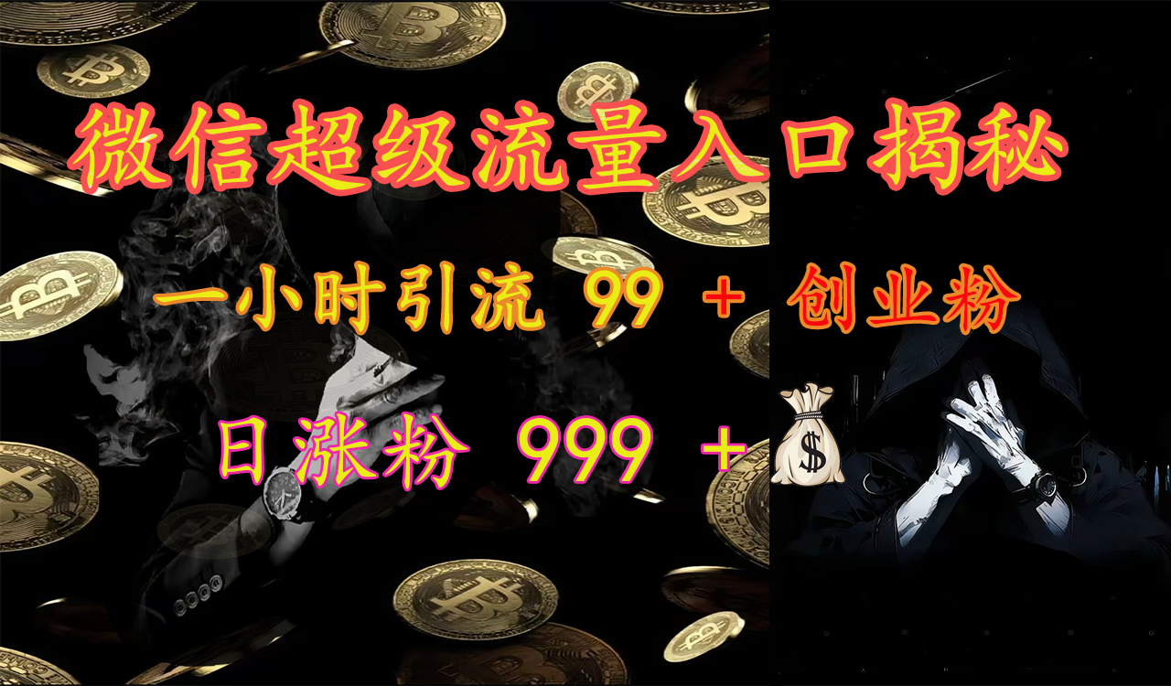 微信超级流量入口揭秘：一小时引流 99 + 创业粉，日涨粉 999 +【揭秘】-辰阳网创