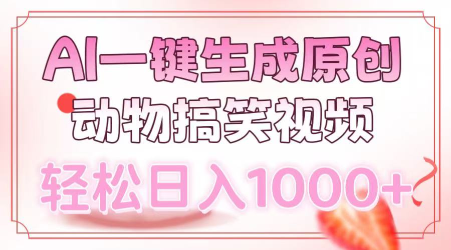 AI一键生成原创动物搞笑视频，轻松日入1000+-辰阳网创