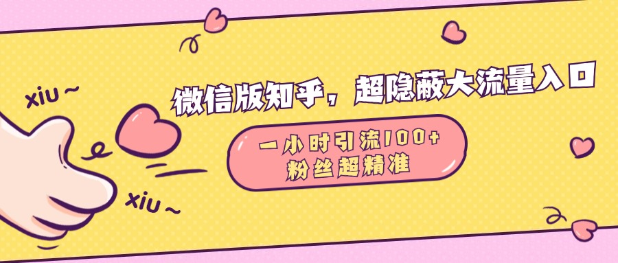 微信版知乎，超隐蔽流量入口，一小时引流100人，粉丝质量超高-辰阳网创