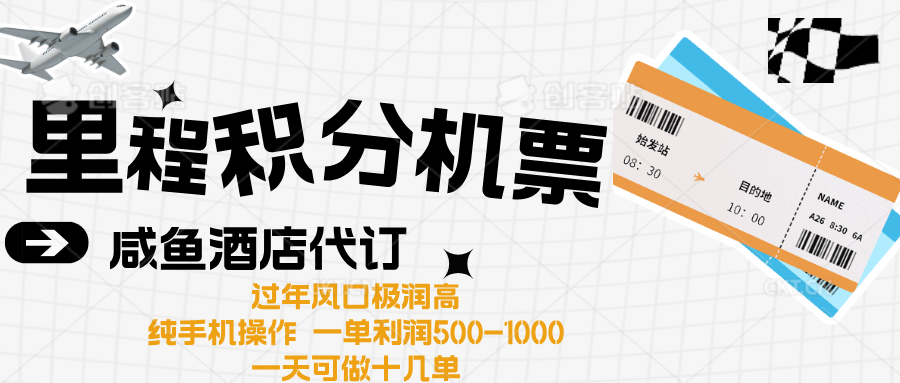 出行高峰来袭，里程积分/酒店代订高爆发期，一单300+—2000+-辰阳网创