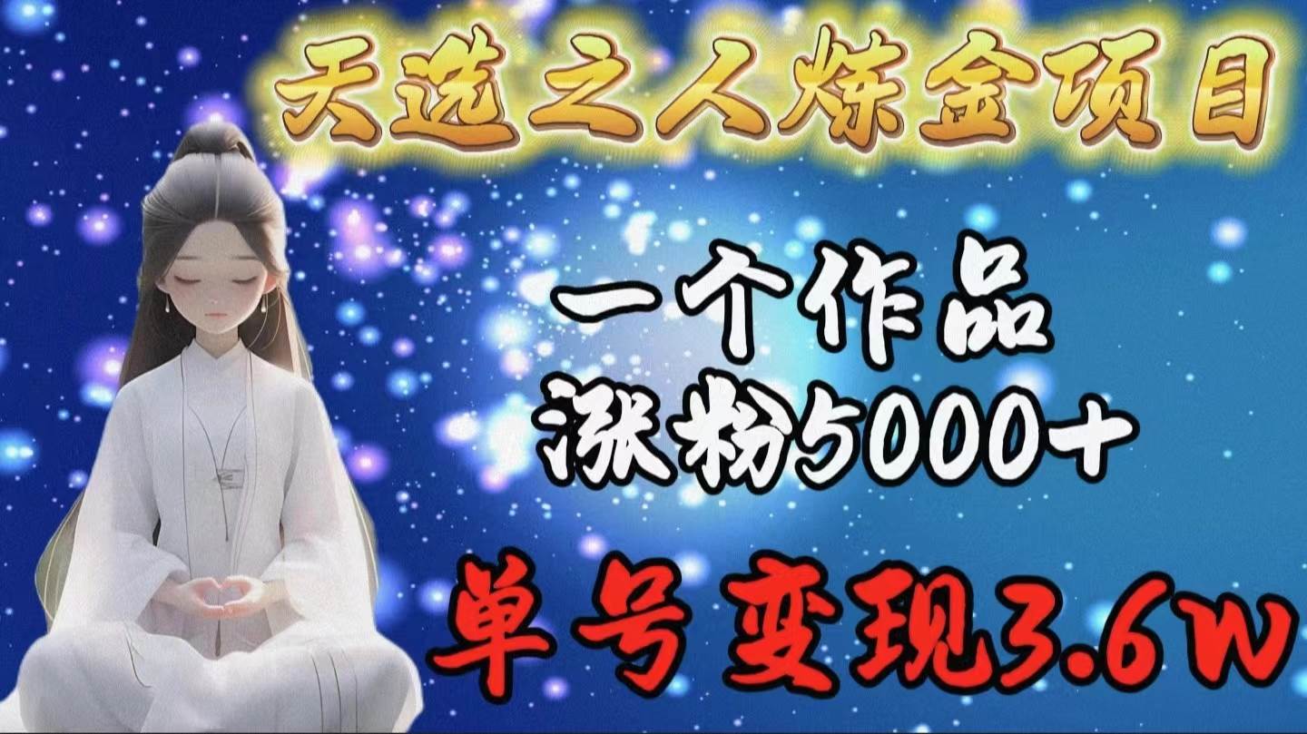 天选之人炼金项目，一个作品涨粉5000+，单号变现3.6w-辰阳网创