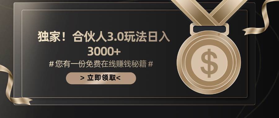 游戏合伙人3.0，日入3000+，无限扩大的蓝海项目-辰阳网创