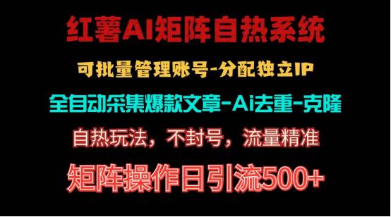 红薯矩阵自热系统，独家不死号引流玩法！矩阵操作日引流500+-辰阳网创