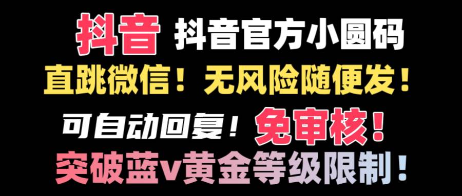 抖音二维码直跳微信技术！站内随便发不违规！！-辰阳网创