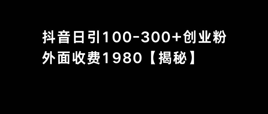 抖音引流创业粉单日100-300创业粉-辰阳网创