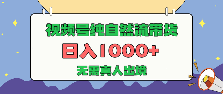 视频号纯自然流带货，日入1000+，无需真人出境，新手小白也可操作-辰阳网创