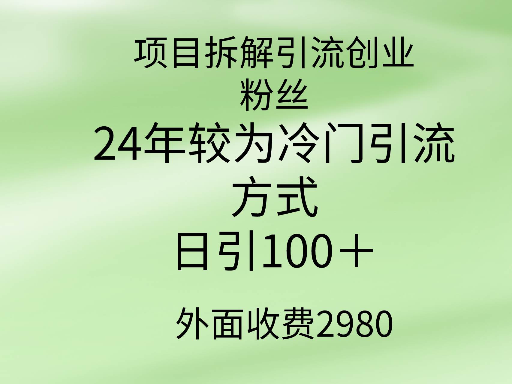 项目拆解引流创业粉丝，24年较冷门引流方式，轻松日引100＋-辰阳网创