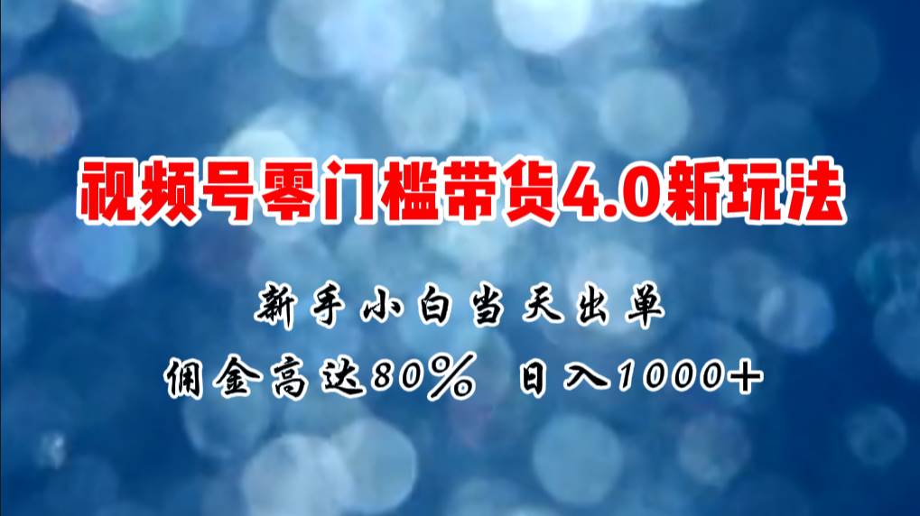 微信视频号零门槛带货4.0新玩法，新手小白当天见收益，日入1000+-辰阳网创