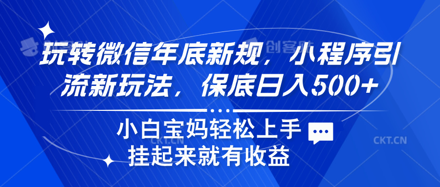 玩转微信年底新规，小程序引流新玩法，保底日入500+-辰阳网创