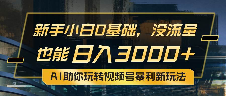 小白0基础，没流量也能日入3000+：AI助你玩转视频号暴利新玩法-辰阳网创