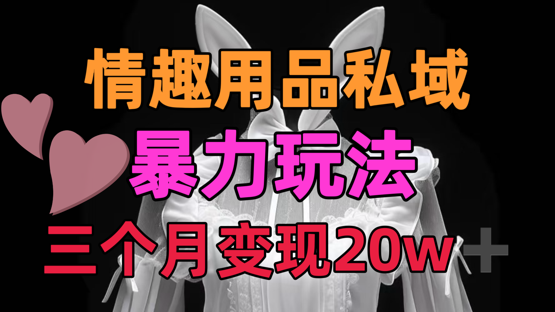 情趣用品私域，25年最新暴力玩法，三个月变现20w➕-辰阳网创