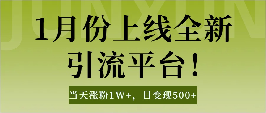 1月上线全新引流平台，当天涨粉1W+，日变现500+工具无脑涨粉，解放双手操作简单-辰阳网创