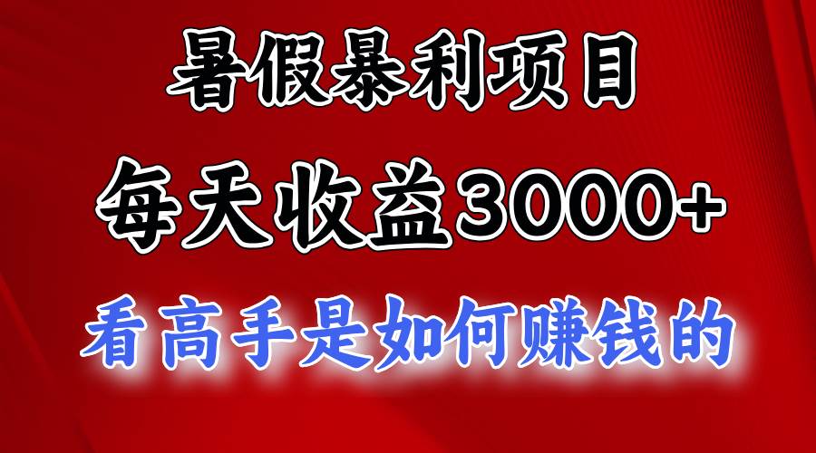 暑假暴利项目，每天收益3000+ 努努力能达到5000+，暑假大流量来了-辰阳网创