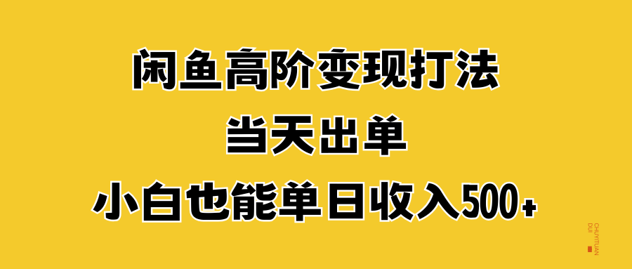 闲鱼高阶变现打法，当天出单，小白也能单日收入500+-辰阳网创